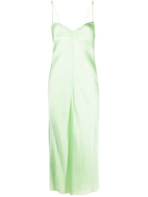 Crinkled satin slip dress - Green