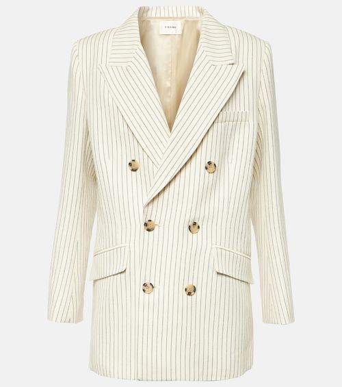 Striped cotton and linen blazer
