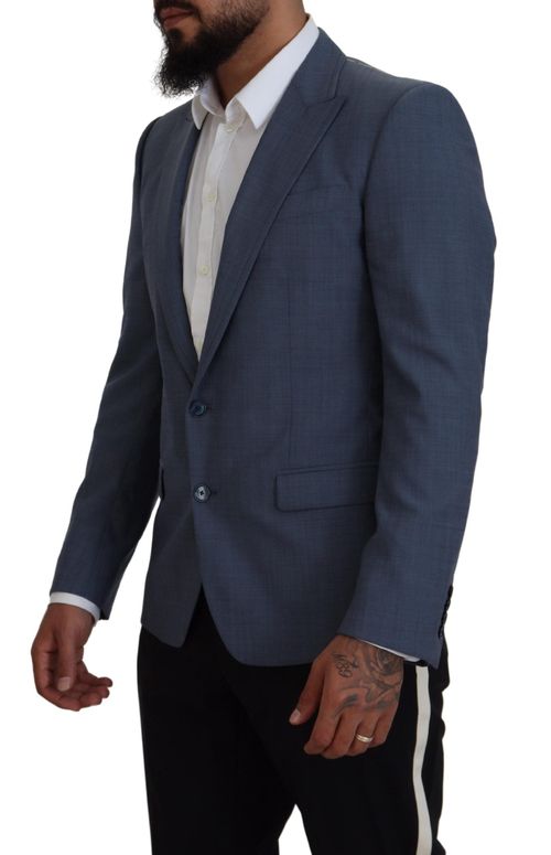Wool Stretch Slim Fit Blazer — Blue