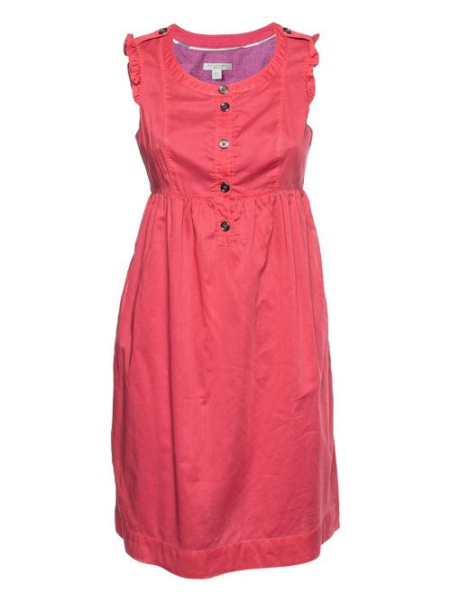 Ruffle-detail cotton dress - Red