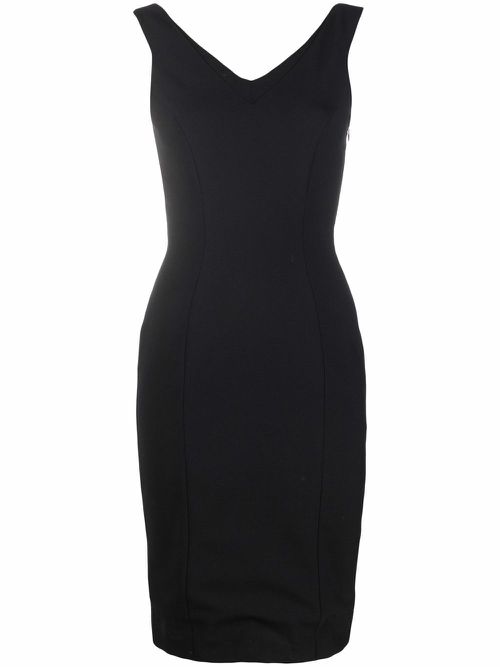 1990s sleeveless fitted dress - Black