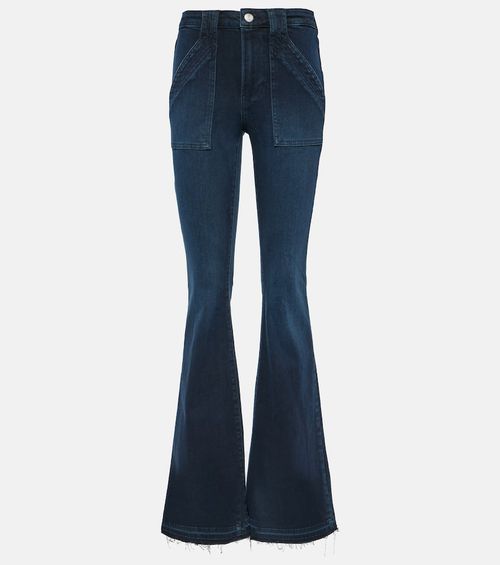 Trapunto high-rise flared jeans