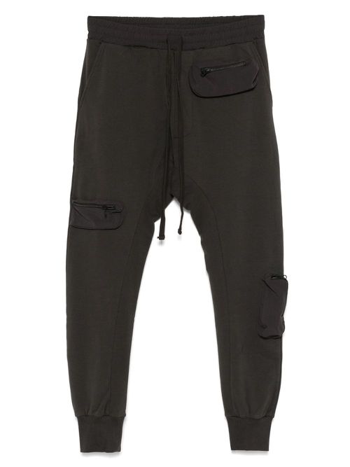 Stretch-cotton track pants - Grey