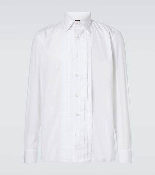 Pleated cotton tuxedo shirt