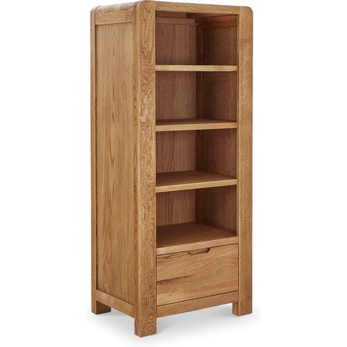 Harvey Tower Shelving Unit | Oak Bookcase with Drawer | Roseland