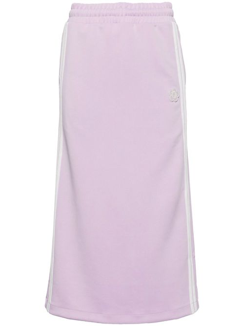Floral-appliqué track skirt - Purple