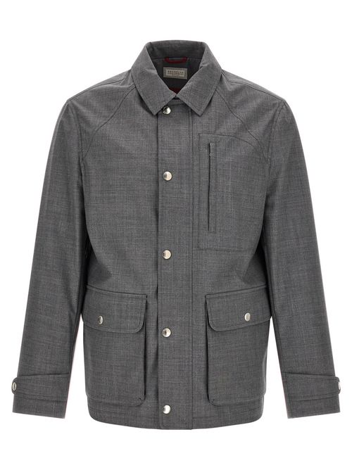 Grey Shirt Collar Jacket