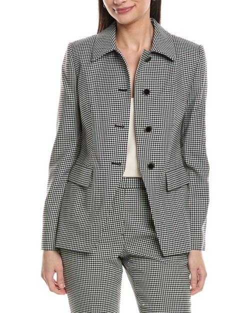 Collared Fitted Wool-Blend Blazer
