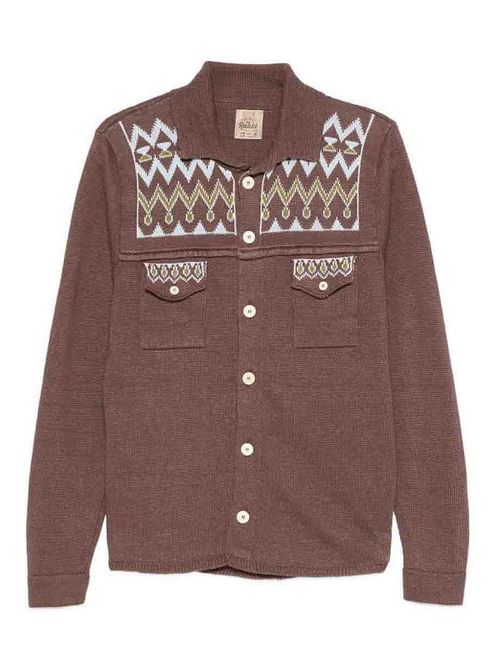 Coleman Embroidered Brown Cardigan