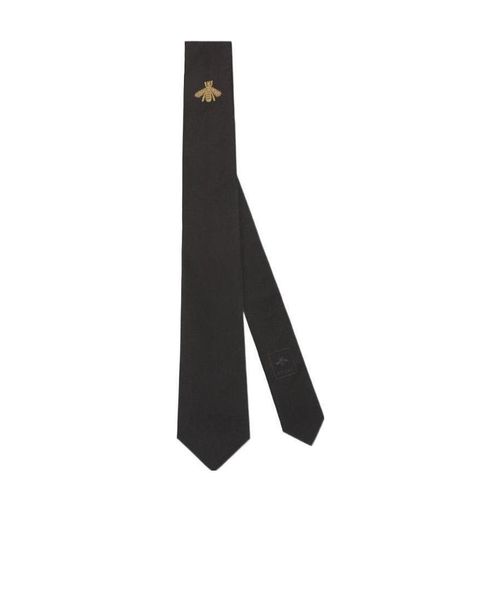 Bee embroidered silk tie