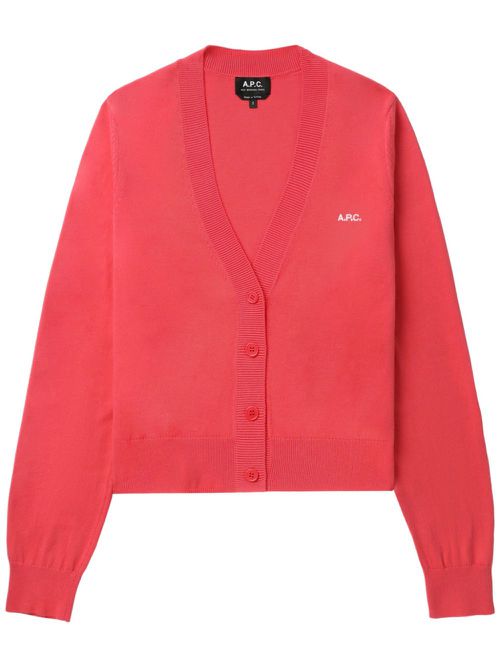 Logo-printed cardigan - Red