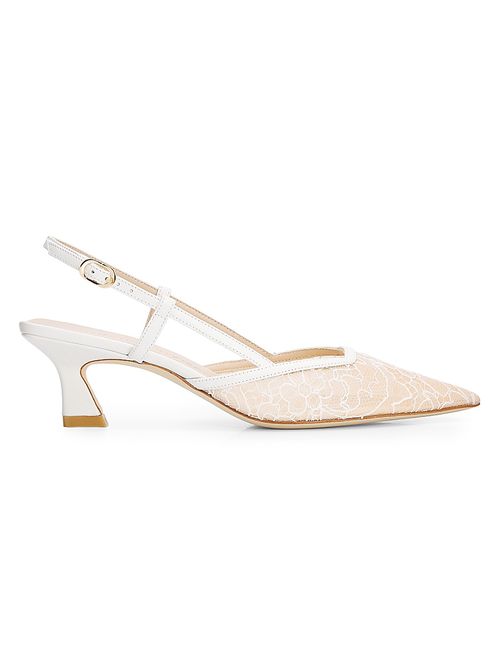 Women's Vinnie 50MM Floral Lace Slingback Pumps - Bianco