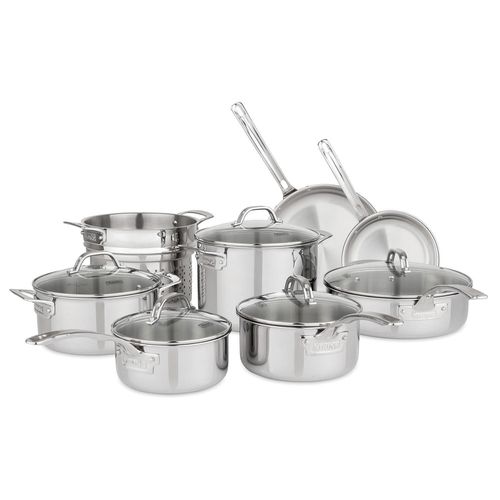 13-Piece Tri-Ply Stainless Steel Cookware Set with Glass Lids