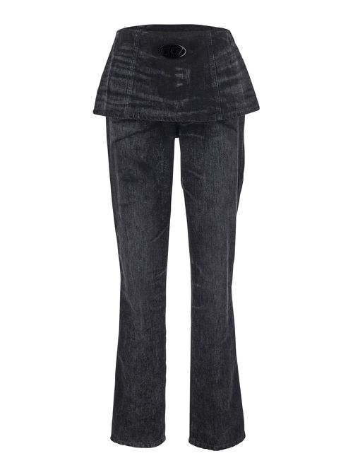 Grey Jeans With Oval D Logo Plaque And Skirt In Cotton Blend Woman