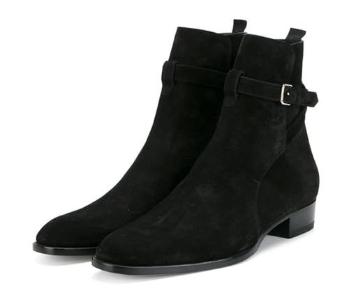 Santimon Men’s Suede Leather Jodhpur Boots with Buckle Strap