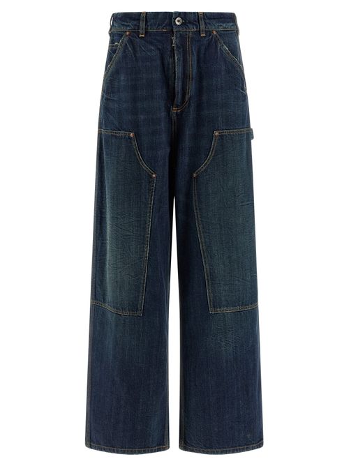 Cargo-Pocket Cotton Jeans — Blue