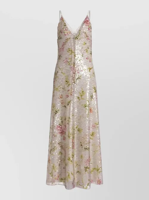 Alberta Ferretti - sequin floral long dress open back