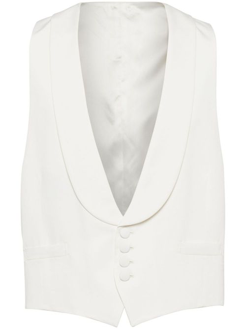 Shawl-lapels silk waistcoat - White