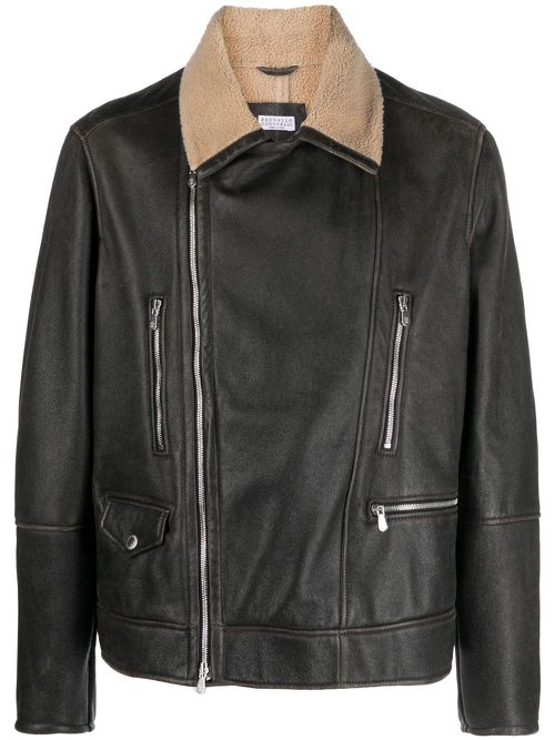 Zip-up leather jacket - Black