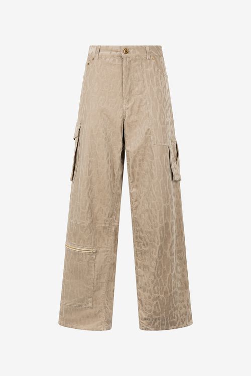 Cargo Pants With All-over Jaguar Skin Pattern