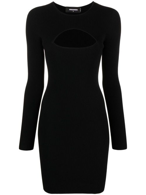 Cut-out detail long-sleeve minidress - Black