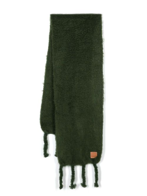 Fringed mohair scarf - Green