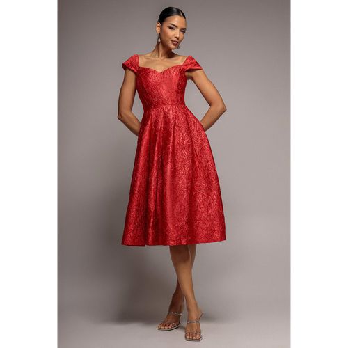 Goddiva Crushed Satin Sleeveless A Line Midi Dress - Red