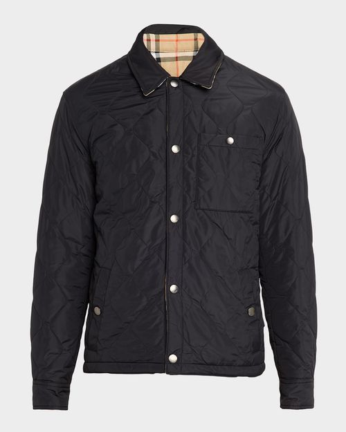 Men's Reversible Check Quilted Nylon Overshirt