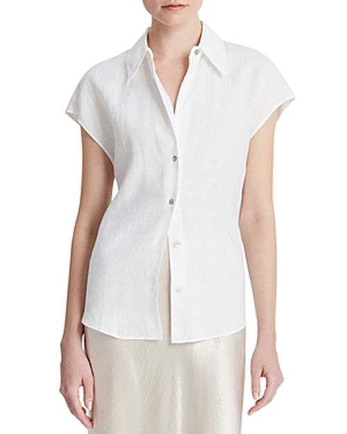 Linen Cap Sleeve Shirt