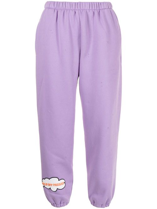 Slogan-patch track trousers - Purple