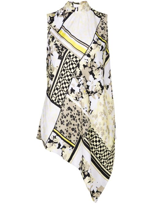 Scarf-print sleeveless blouse - Multicolour