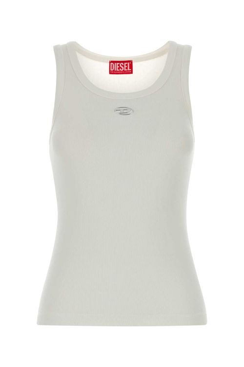 Stretch Cotton Ribbed Tank Top — White
