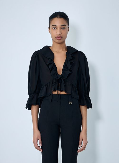 Ruffled-detail Top - Woman Tops Black Fr