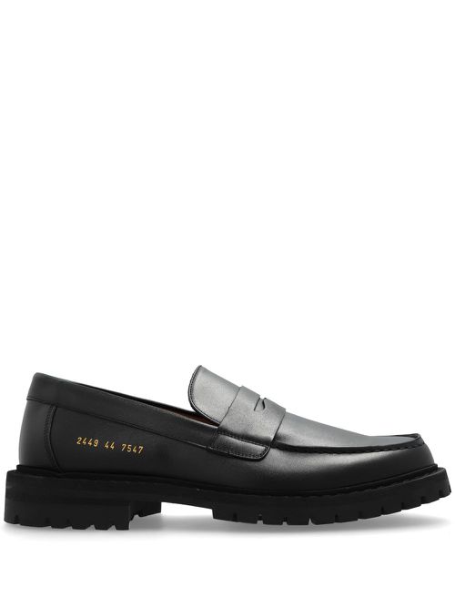 Round toe leather loafers - Black