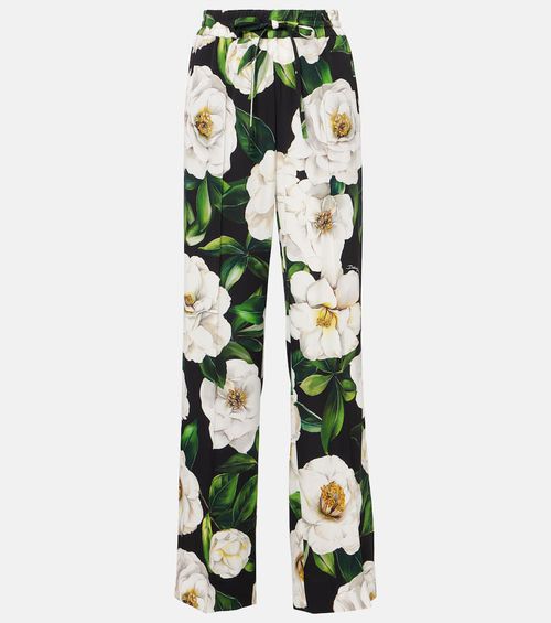 Floral silk-blend charmeuse pajama pants