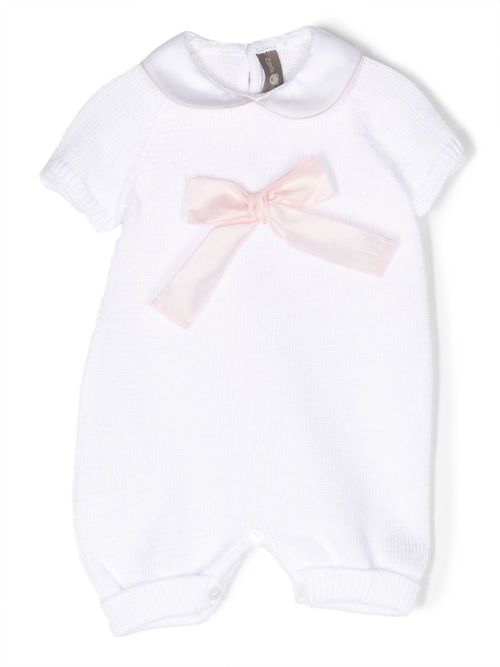Bow-detail knitted romper - White