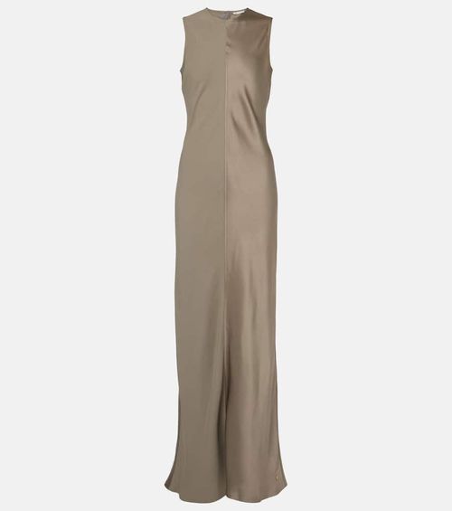Paneled satin maxi dress