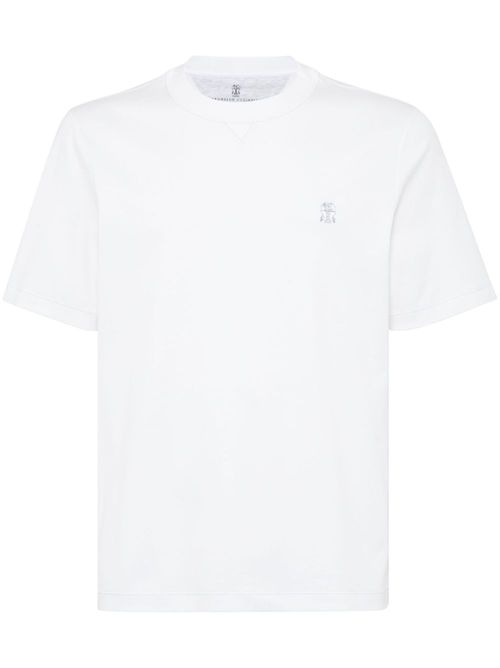 Logo-embroidered crew-neck T-shirt - White