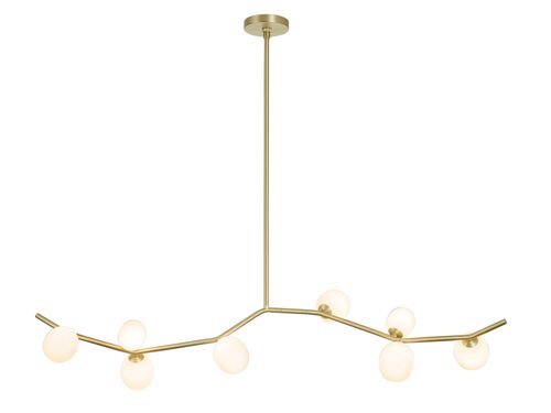 Hampton 8-Light Chandelier in Brushed Brass With White Gla