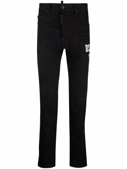 Mid-rise straight-leg jeans - Black