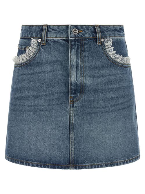 Denim and Lace Skirt — Blue