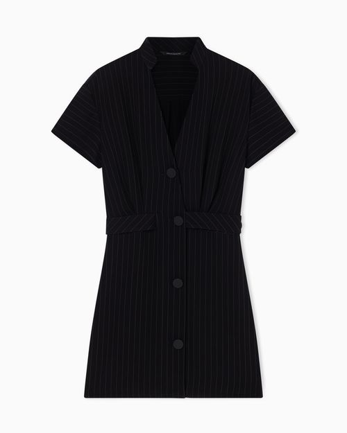 Short Pinstriped Dress in Poly Viscose