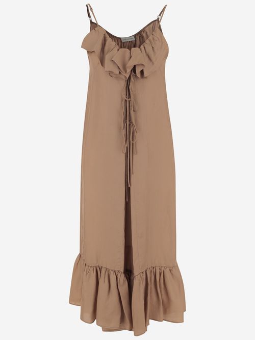 Light Brown Petticoat Dress With Ruffle