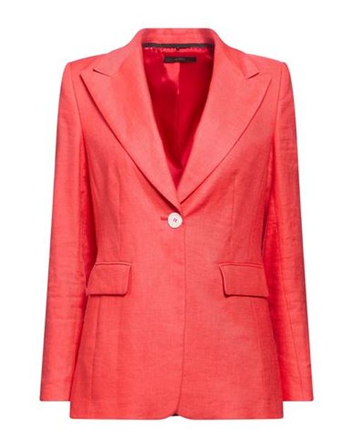 Woman Blazer Coral Size 4 Linen, Lyocell, Elastane