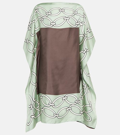 Chain-print silk kaftan dress