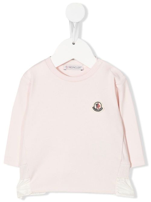 Ruffle-trim logo-patch shirt - Pink