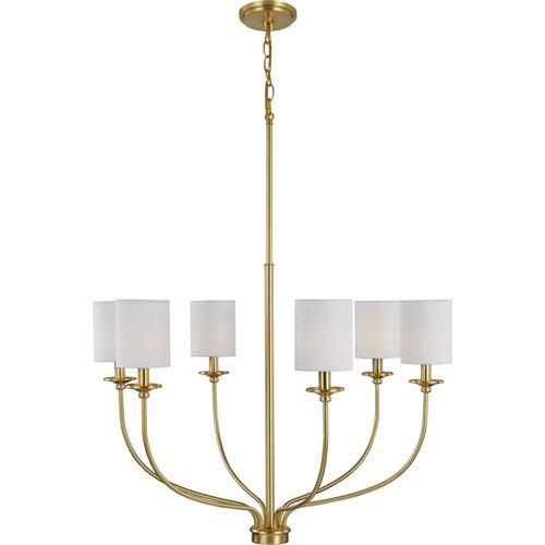 Satin Brass Six Light Foyer Chandelier from the Bonita Collection