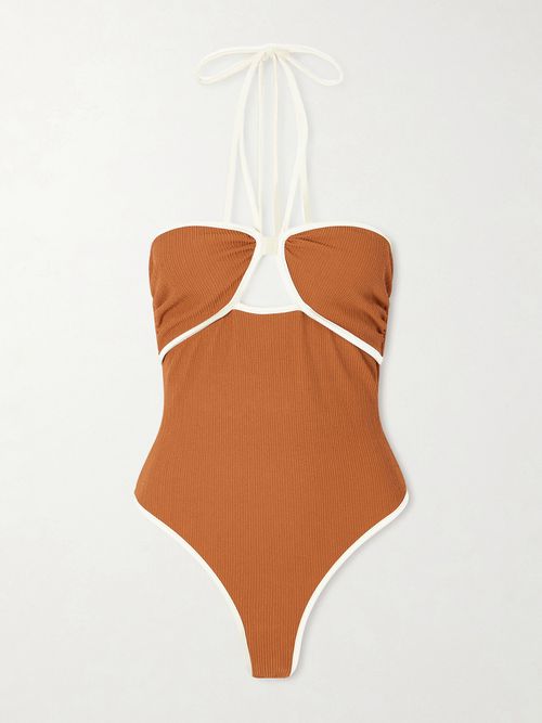 Sea Salt Cutout Swimsuit - Brown