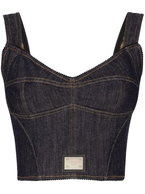 Logo-appliqué cotton-blend top - Grey