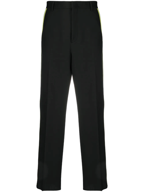 Side-Stripe Tailored Trousers — Black